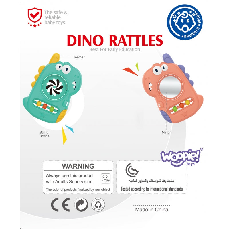 WOOPIE Sensorisch Speelgoed voor Baby's Bijtspeeltje, Spiegel Dino