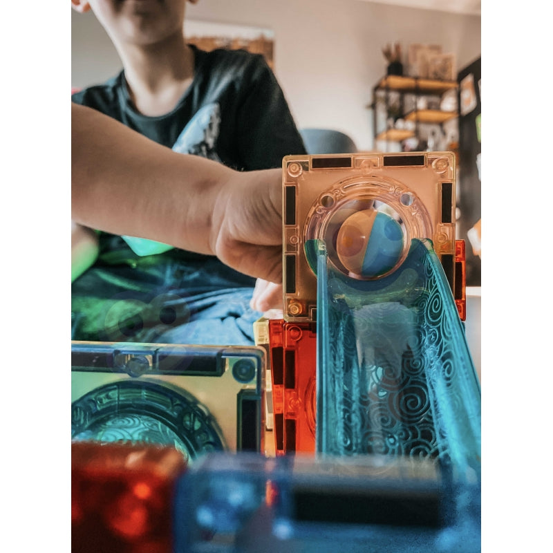WOOPIE Magnetische Bouwstenen Lichtgevende Kogelsbaan, Knikkerbaan 49 stuks