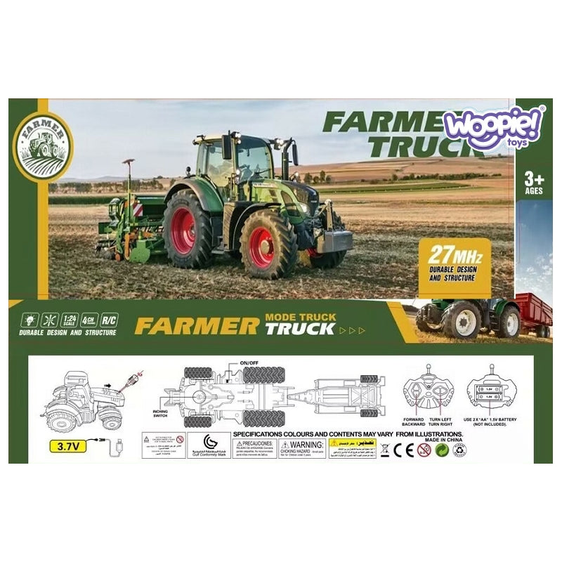 WOOPIE RC (boerderij) Tractor met Aanhanger en Afstandsbediening, Schaal 1:24