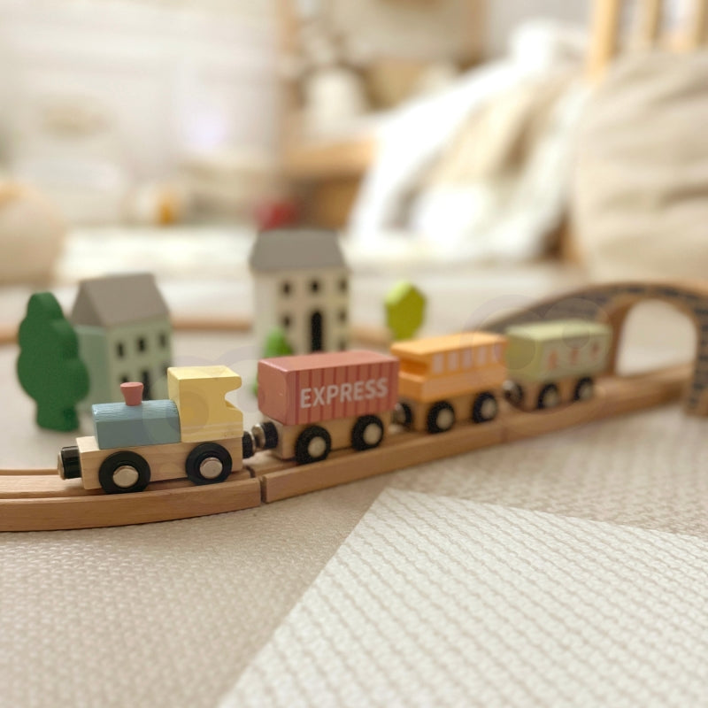 TOOKY TOY Houten Magneet Trein met Wagons