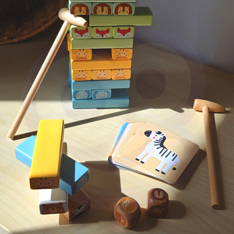 TOOKY TOY Behendigheidsspel 'Wankelende Toren' Dieren 82 delig