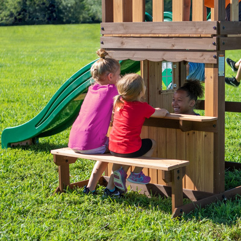 BACKYARD DISCOVERY Houten Speeltoestel Lakewood – Schommels, Glijbaan en Speelhuisje