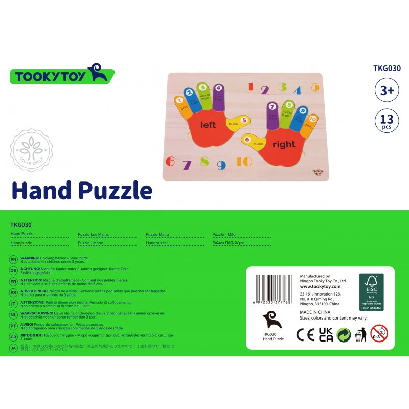 TOOKY TOY Educatieve houten puzzel Handleren tellen en kleuren
