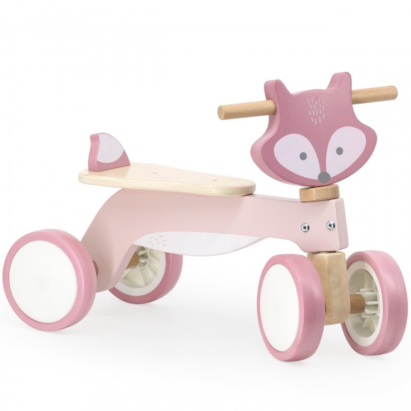VIGA PolarB Houten Vos Loopauto met Zachte Wielen - Roze