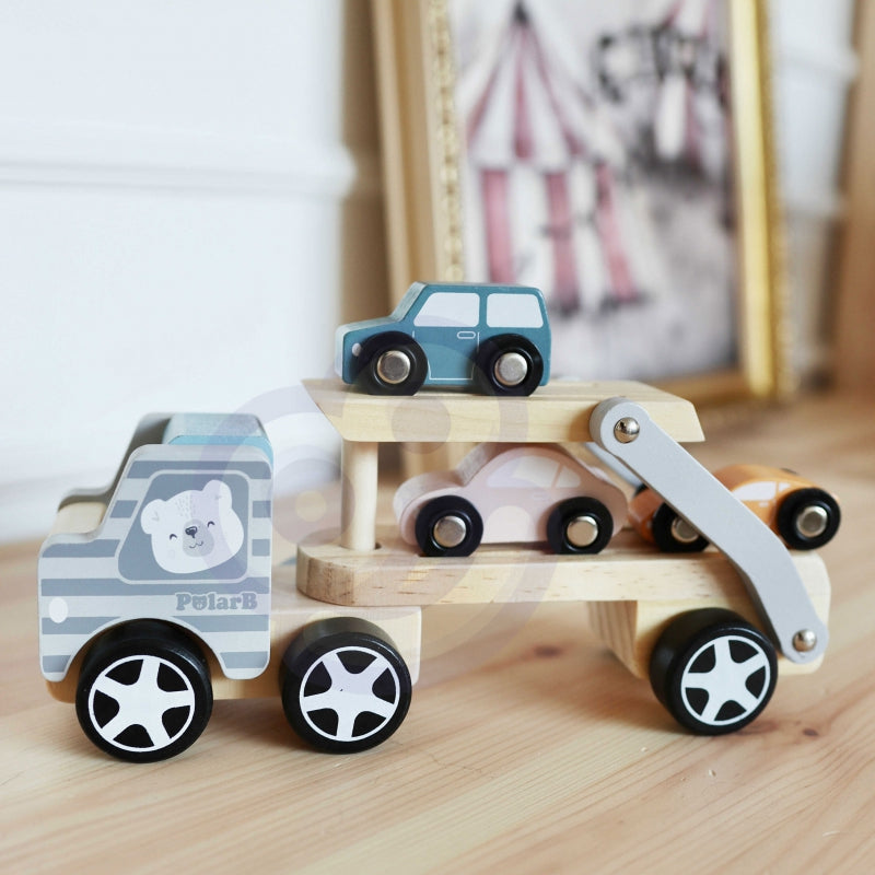VIGA PolarB Houten Oplegger met Auto's - Montessori speelgoed