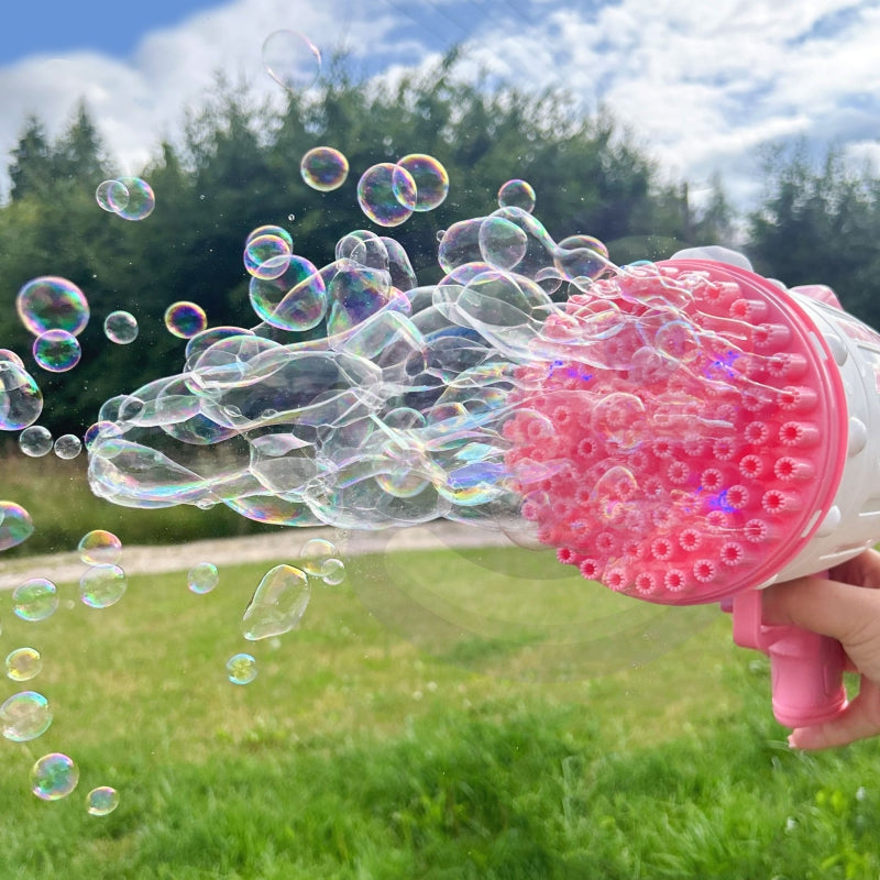WOOPIE Bubble Gun, Bellenblaasmachine pistool met 91 Openingen, Roze
