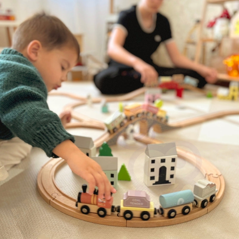 TOOKY TOY Houten Magneet Trein met Wagons