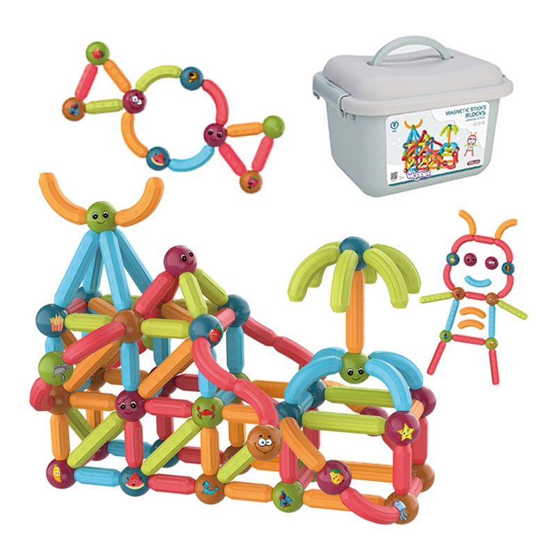 WOOPIE Magnetische Bouwstenen - 128 stuks