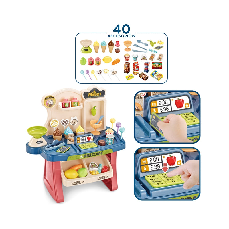 WOOPIE Speelgoed Supermarkt Winkelwagen inclusief 40 Accessoires