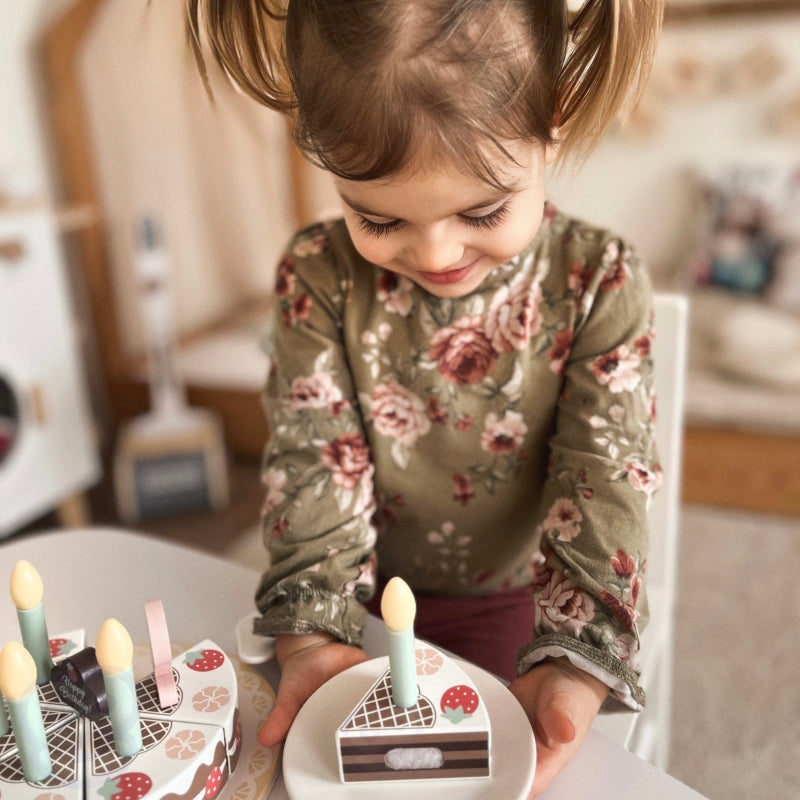 TOOKY TOY Houten Verjaardagstaart met Kaarsjes en Klittenband