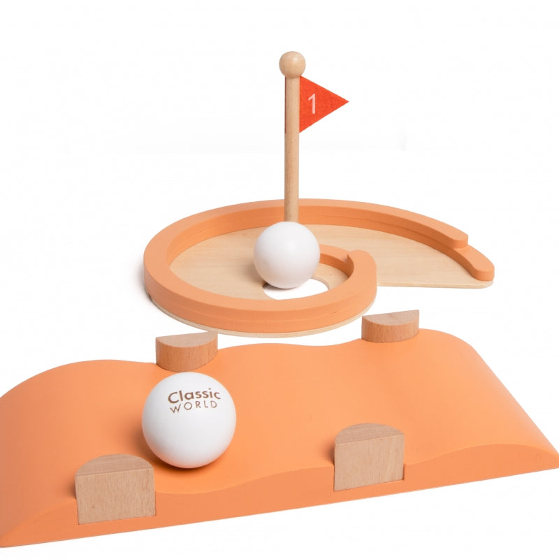 CLASSIC WORLD Houten Golfset met Diverse Obstakels - Mini golfset - Pastelkleurig