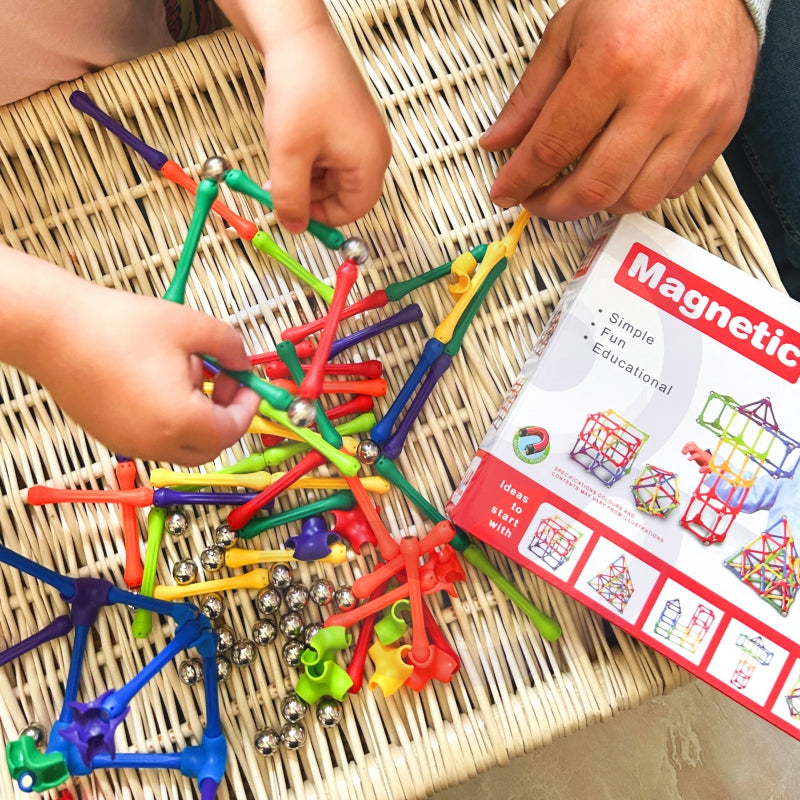 WOOPIE Magnetische Bouwstenen, Staafjes Creatieve Puzzel 110 stuks