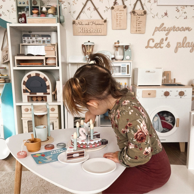 TOOKY TOY Houten Verjaardagstaart met Kaarsjes en Klittenband