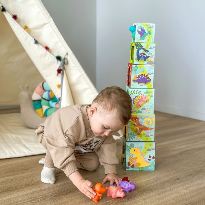 TOOKY TOY Houten Bouwblokken Educatieve Puzzel + 6 Speelfiguren