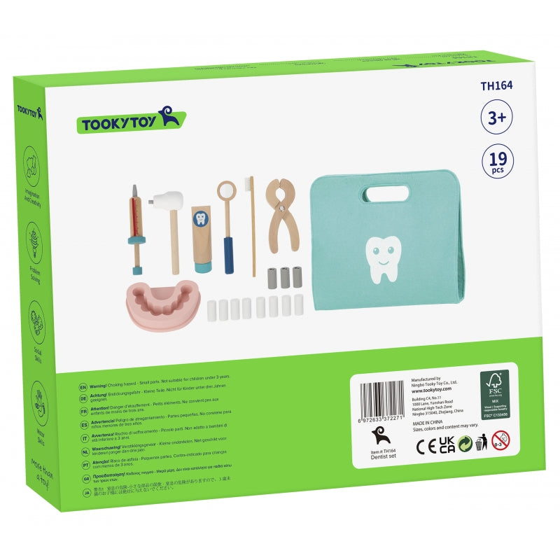TOOKY TOY Tandarts Speelset – Dokterskoffertje voor Kinderen – 19-delig – FSC-gecertificeerd