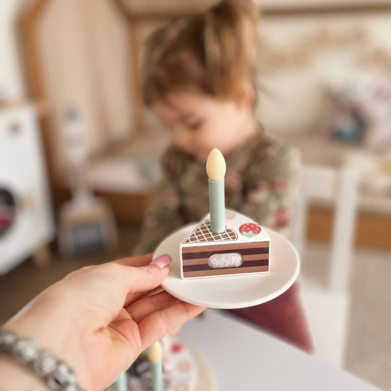 TOOKY TOY Houten Verjaardagstaart met Kaarsjes en Klittenband