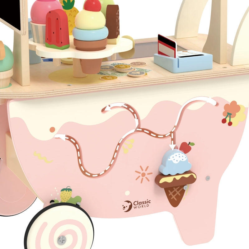 CLASSIC WORLD houten Ice Cream winkel 3-in-1 winkelkar - 40 stuks
