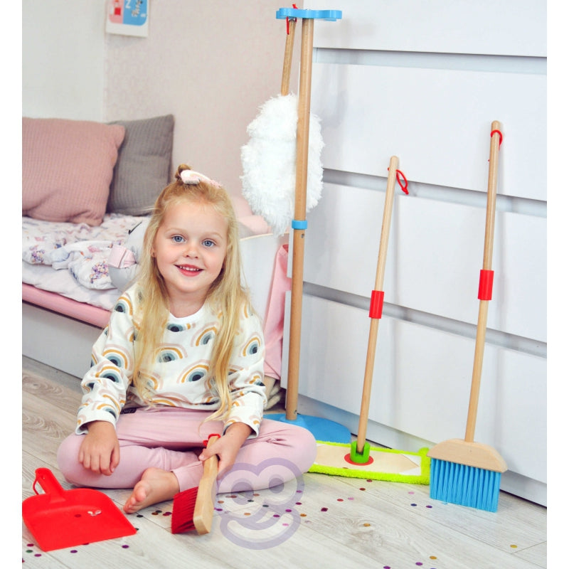 TOOKY TOY Houten Speelgoed Schoonmaak set - Opruimset voor Kinderen 6 stuks