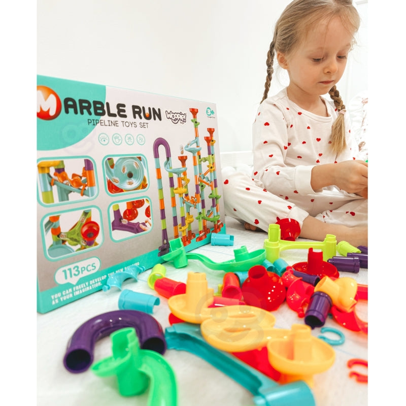 WOOPIE Knikkerbaan Set – Spiraalbaan 113 stuks