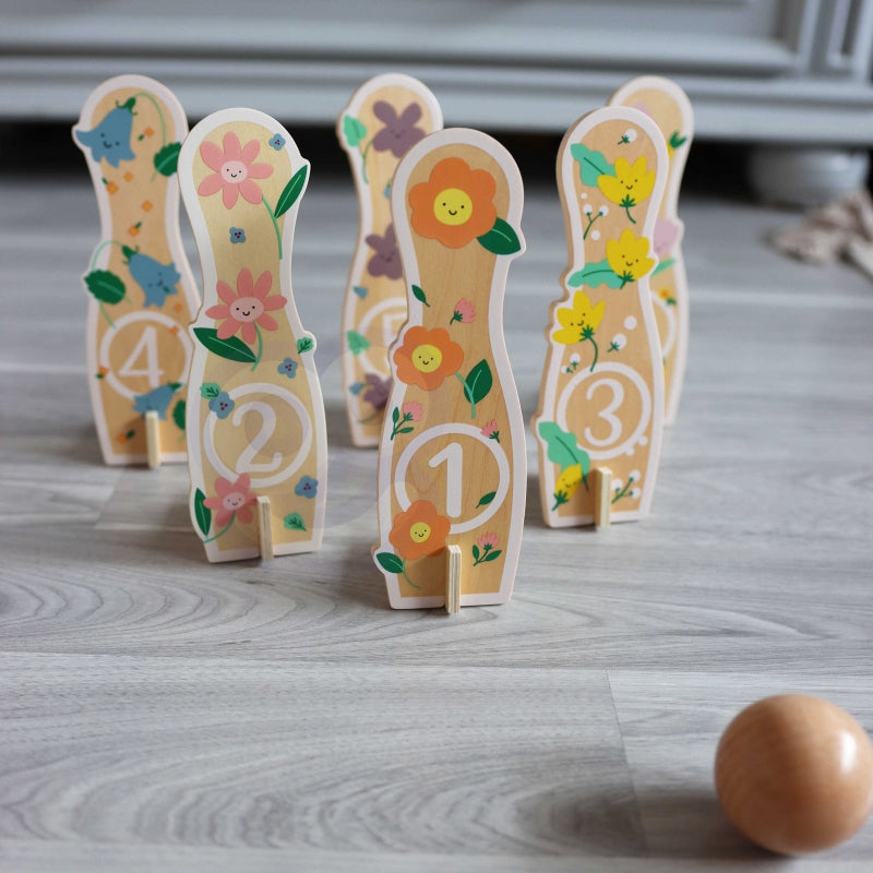 CLASSIC WORLD Houten Bowling spel voor Kinderen 6 stuks + Bal