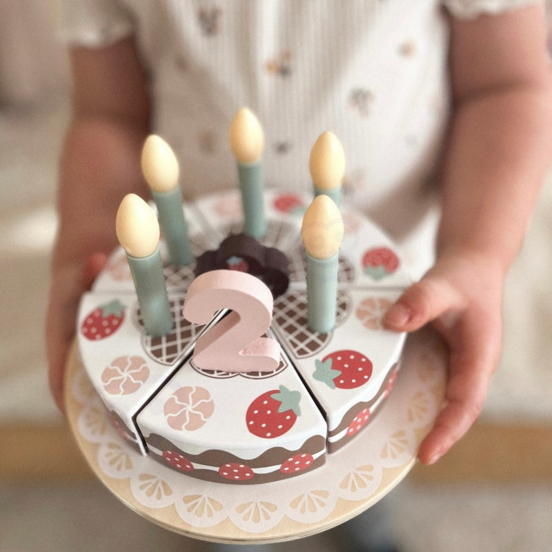 TOOKY TOY Houten Verjaardagstaart met Kaarsjes en Klittenband