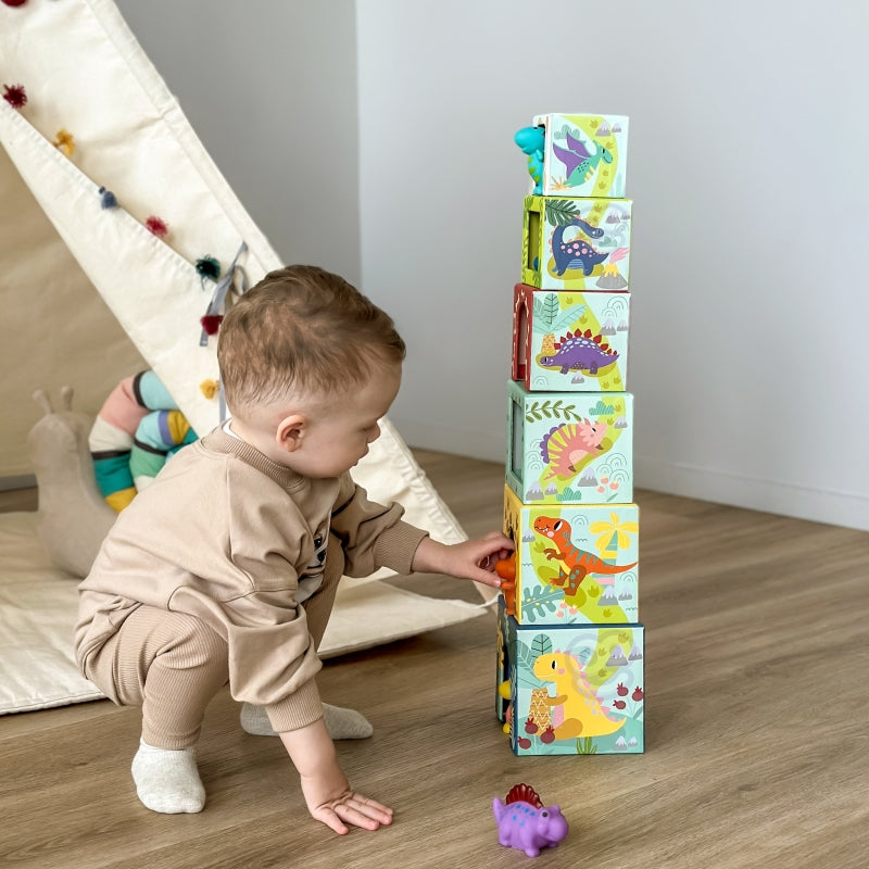 TOOKY TOY Houten Bouwblokken Educatieve Puzzel + 6 Speelfiguren