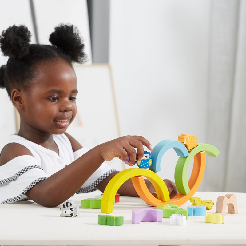 VIGA Houten Regenboogpuzzel Creatieve Montessori Blokken