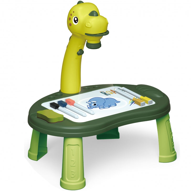 WOOPIE Tekentafel met Projector 24 Patronen - Dinosaurus + 2 Spelletjes - Groen