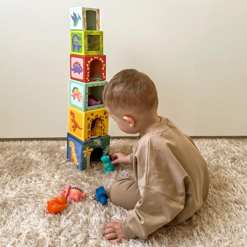 TOOKY TOY Houten Bouwblokken Educatieve Puzzel + 6 Speelfiguren