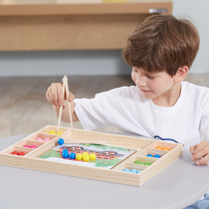 VIGA Houten Kralenspel "Pak en Match", Montessori Puzzel