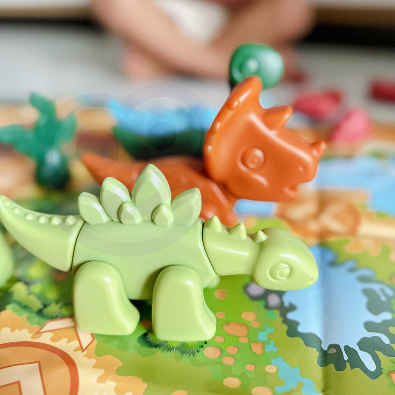 WOOPIE Bouwset 2-in-1 Bordspel Dinosaurussen + Dobbelsteen 46 stuks