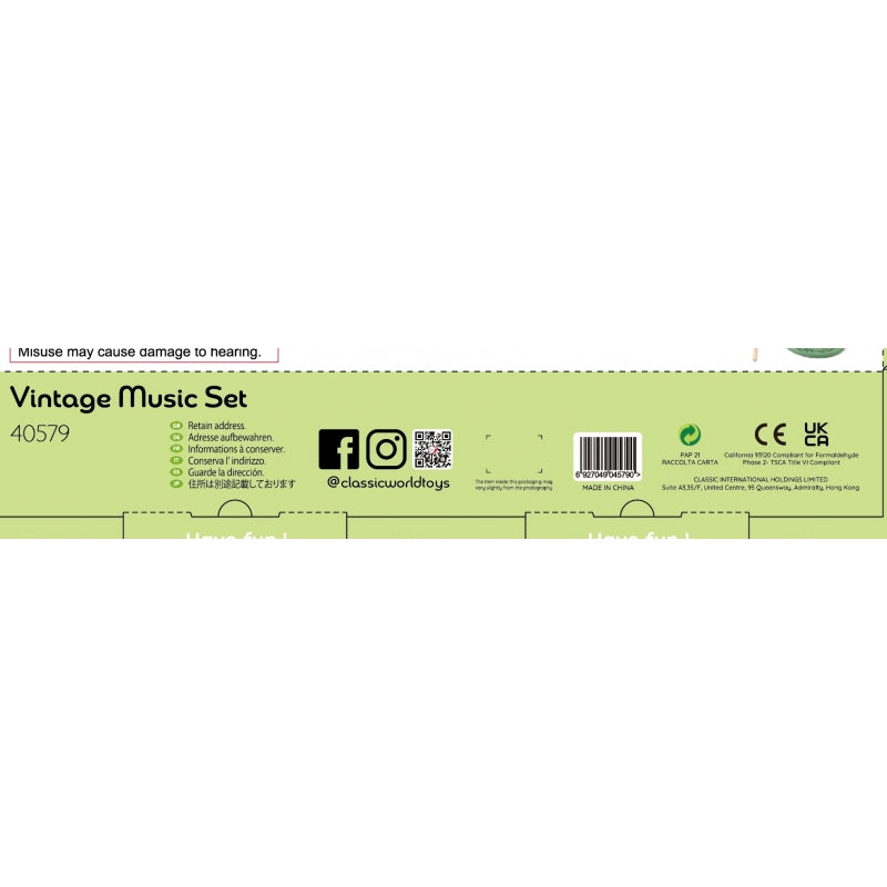 CLASSIC WORLD Houten Speelgoed Vintage Muziekinstrumenten