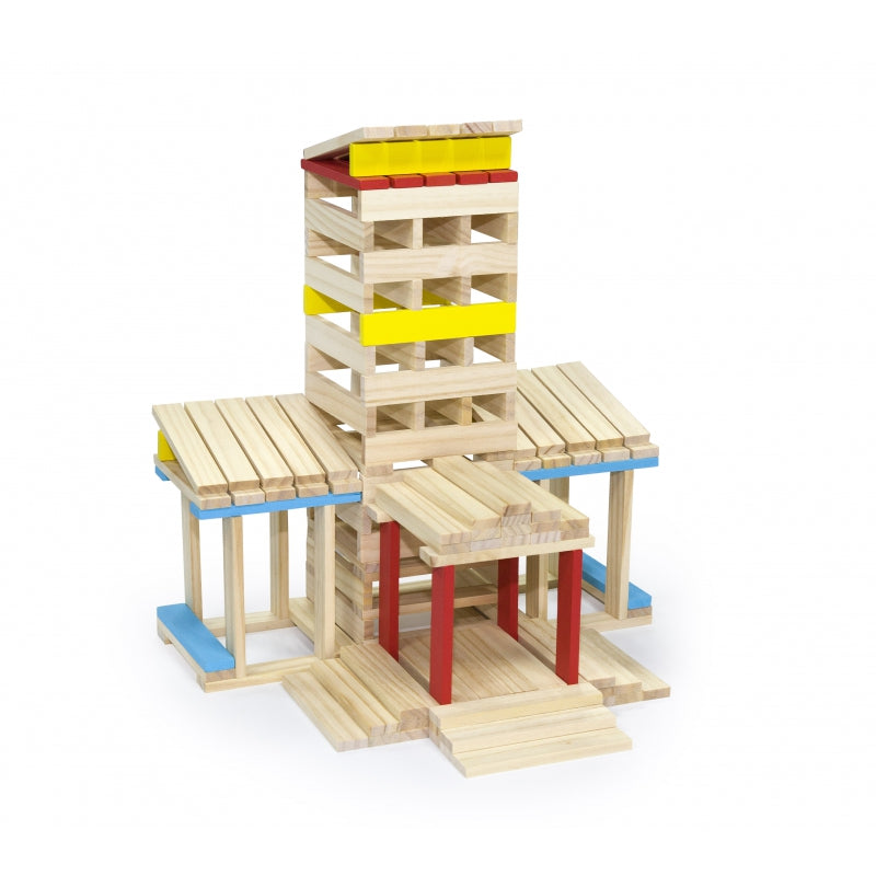 VIGA Houten Gebouwen Bouwstenen 250 stuks
