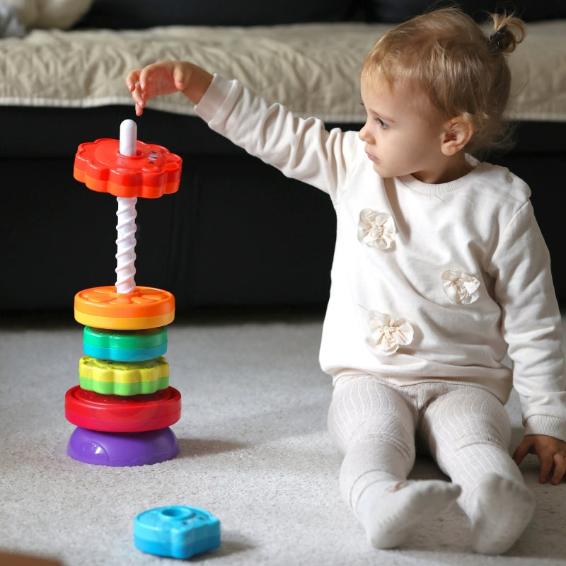 WOOPIE Educatieve Stapeltoren Draaiende Dierentoren voor Baby's & Peuters