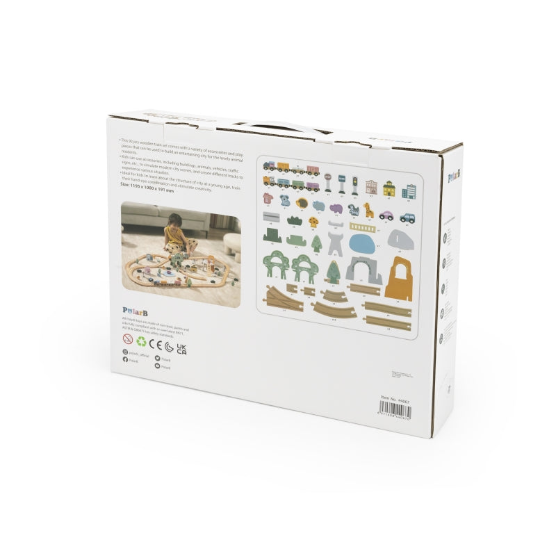 VIGA Houten trein met Treinbaan set voor kinderen - 90 stuks