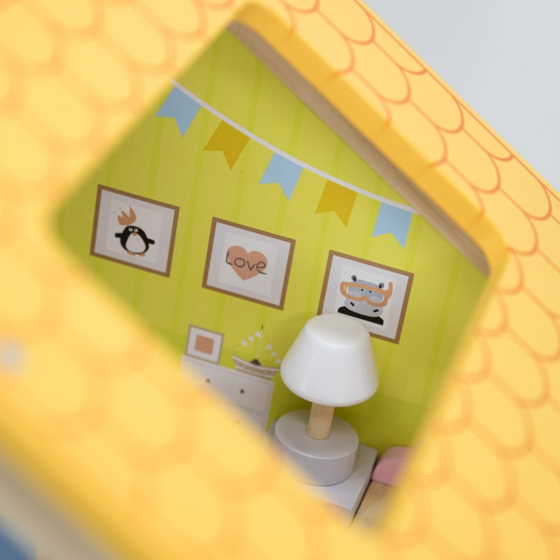 VIGA Houten Poppenhuisset met Poppen en Accessoires