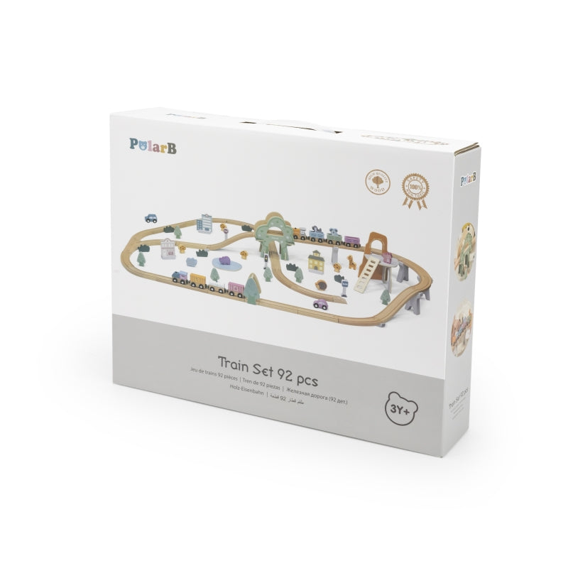 VIGA Houten trein met Treinbaan set voor kinderen - 90 stuks