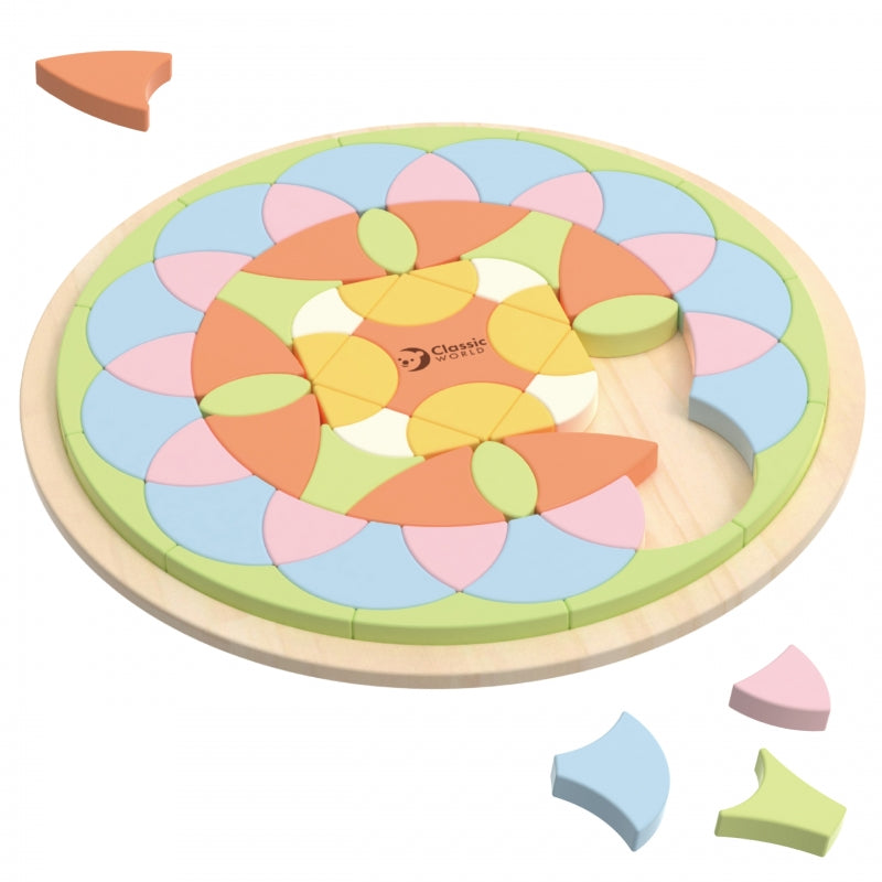 CLASSIC WORLD Pastel Mandala Puzzel - Montessori speelgoed - Mozaïek - Bloemen