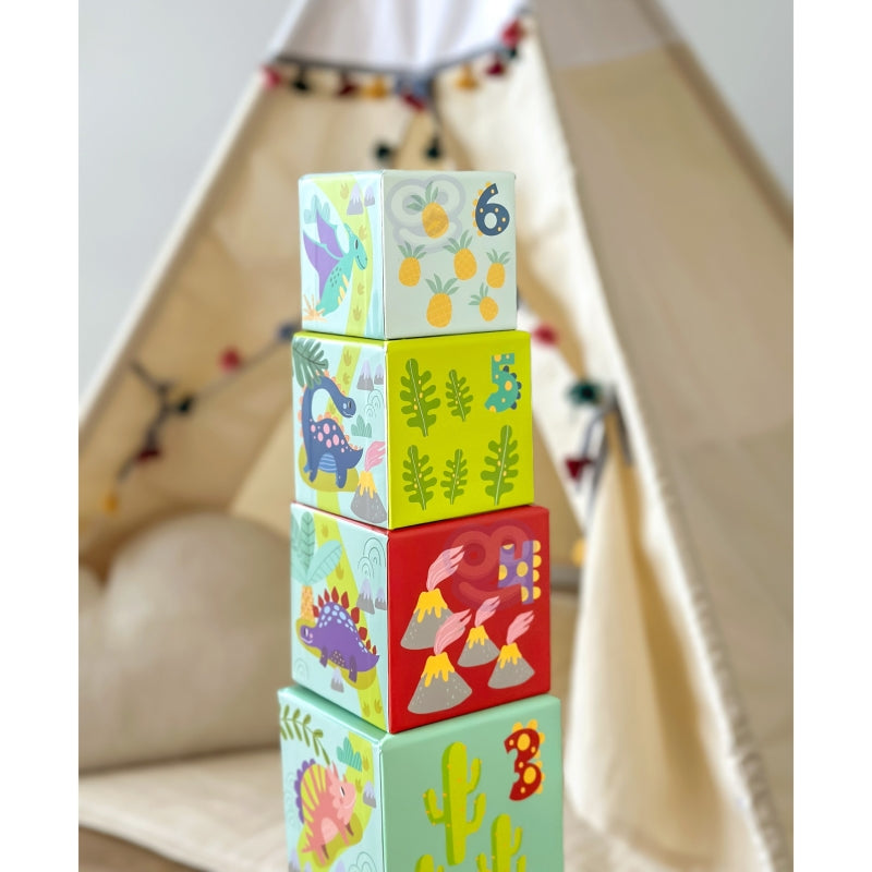 TOOKY TOY Houten Bouwblokken Educatieve Puzzel + 6 Speelfiguren
