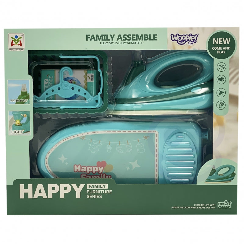 WOOPIE Speelgoed Strijk set inclusief Strijkplank, Strijkijzer en Wasmand 6 stuks