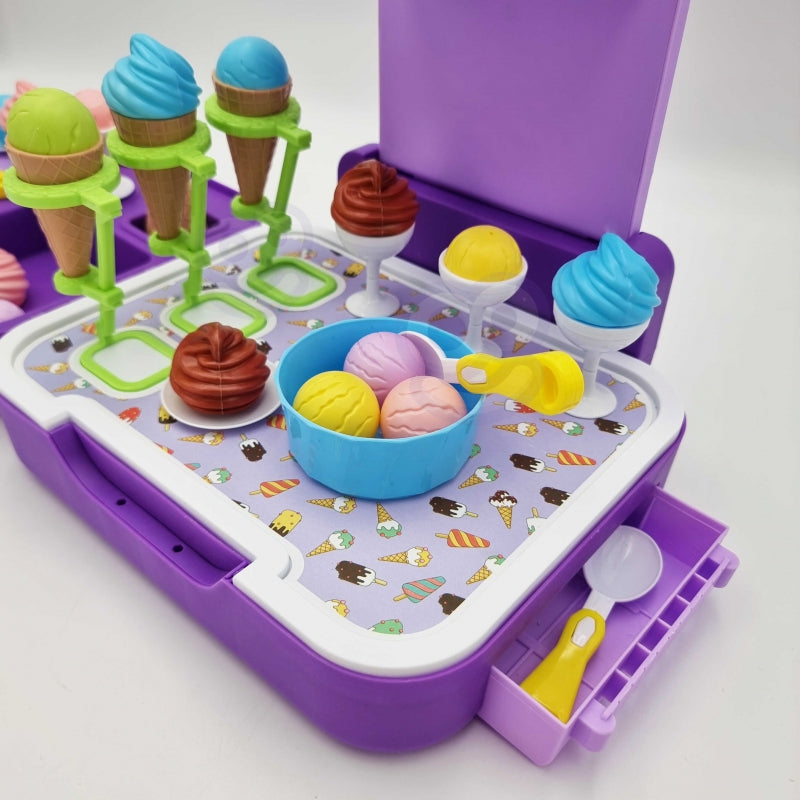 WOOPIE Speelgoed Koffer met IJs - Speelgoed Winkeltje - IJssalon - 62 stuks