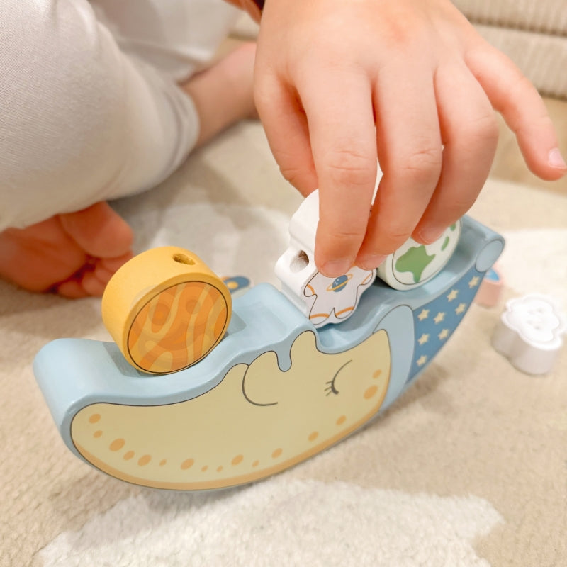 TOOKY TOY Houten Stapel- en Rijgspel met thema ruimte