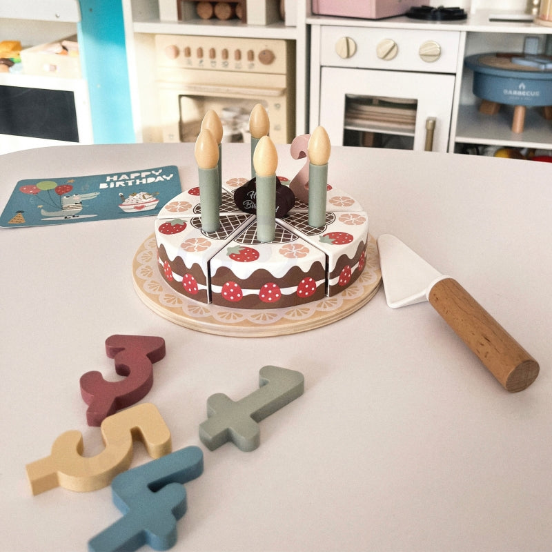 TOOKY TOY Houten Verjaardagstaart met Kaarsjes en Klittenband