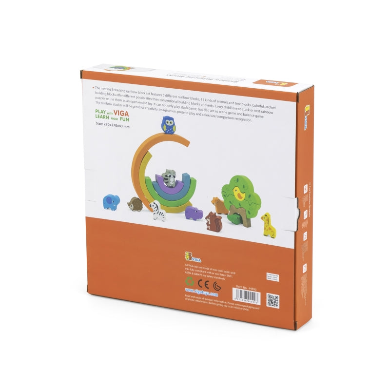 VIGA Houten Regenboogpuzzel Creatieve Montessori Blokken