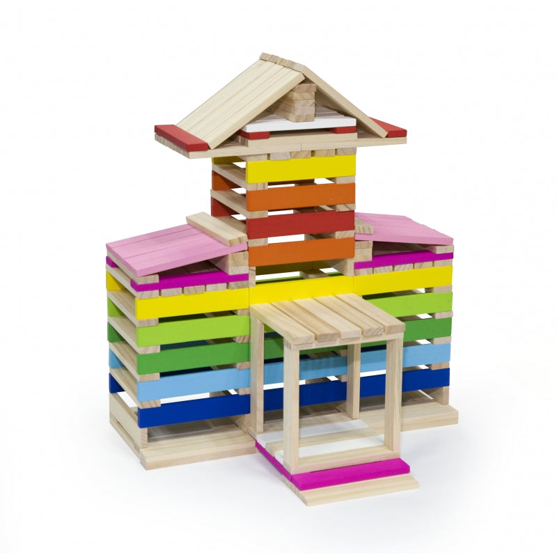 VIGA Houten Gebouwen Bouwstenen 250 stuks