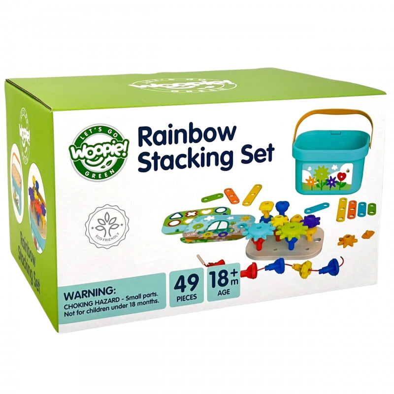 WOOPIE GREEN houten 12-in-1 baby Bouwdoos - Zintuigspeelgoed - Motorisch Montessori speelgoed