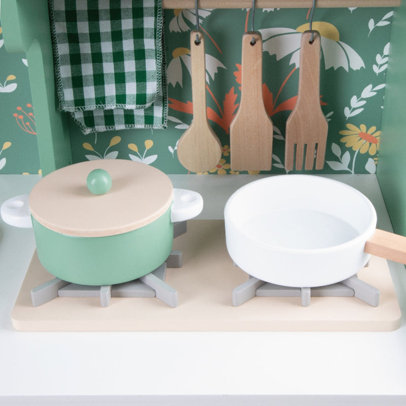 CLASSIC WORLD Grote houten vintage speelkeuken voor kinderen + accessoires