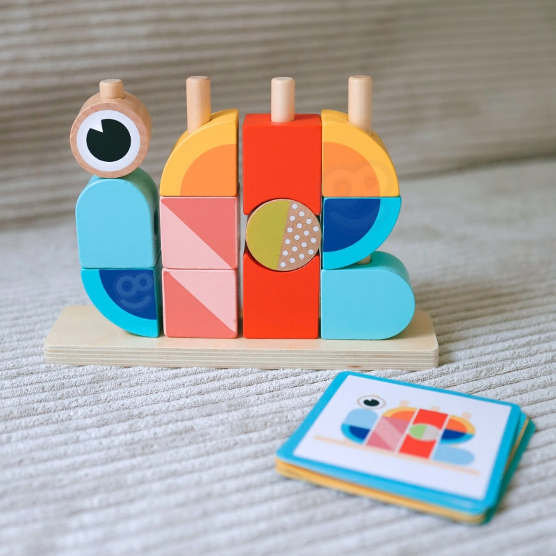 TOOKY TOY Houten Krab Stapelpuzzel, Pastel Kleur, Blokken