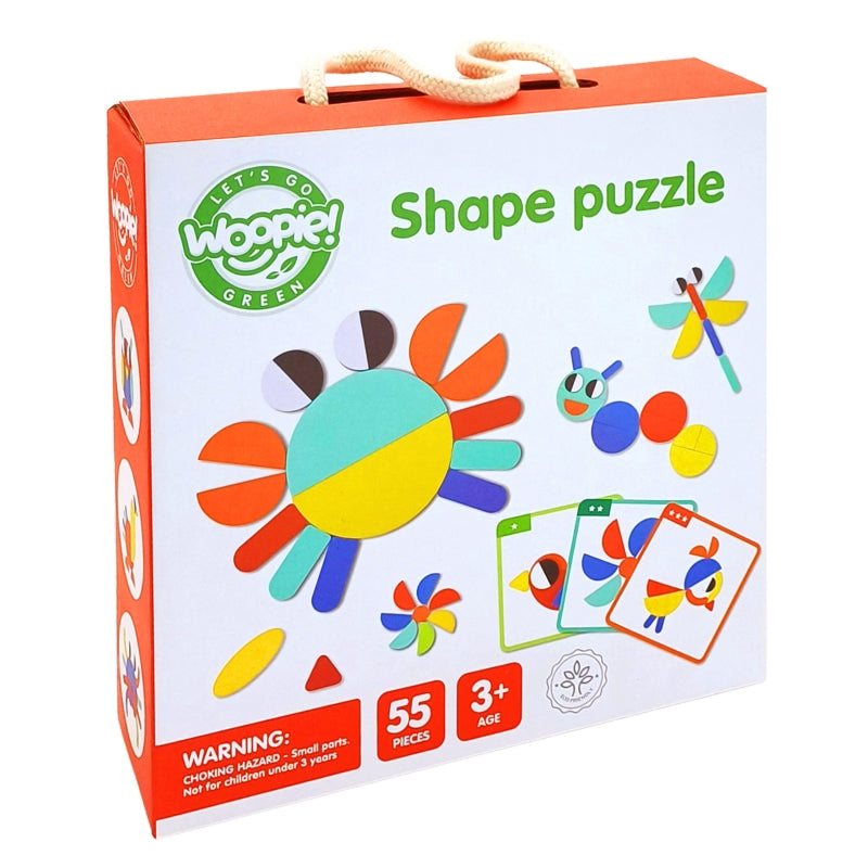 WOOPIE GREEN Houten Montessori Puzzel - 40 Patronen - 55 stuks - FSC-certificaat