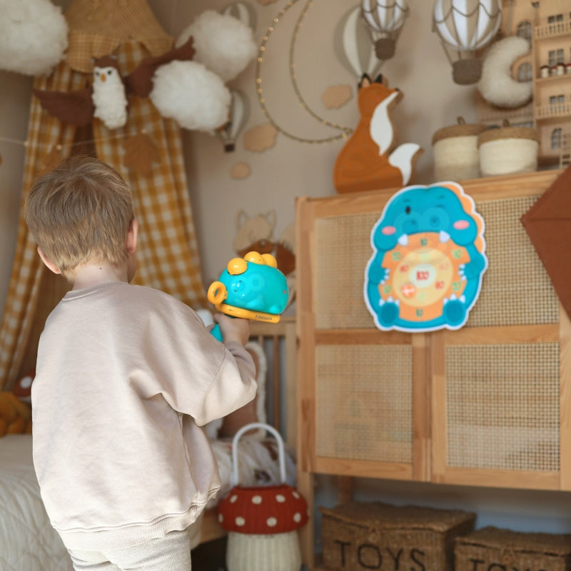 WOOPIE Dartspel met thema Dinosaurussen inclusief Pistool, Klittenband Ballen, Doel en Puntenscore